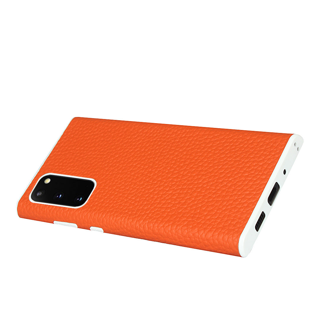 Litchi Skin Genuine Leather Coated TPU Phone Case for Samsung Galaxy S20 4G/S20 5G - Orange