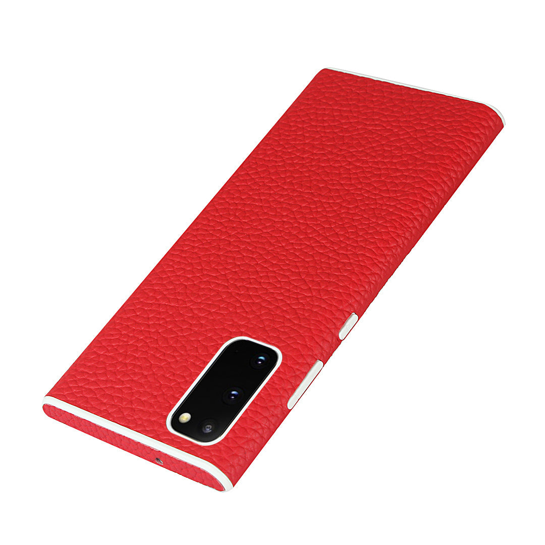 Litchi Skin Genuine Leather Coated TPU Phone Case for Samsung Galaxy S20 4G/S20 5G - Red