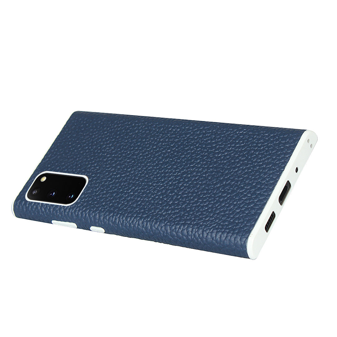 Litchi Skin Genuine Leather Coated TPU Phone Case for Samsung Galaxy S20 4G/S20 5G - Blue