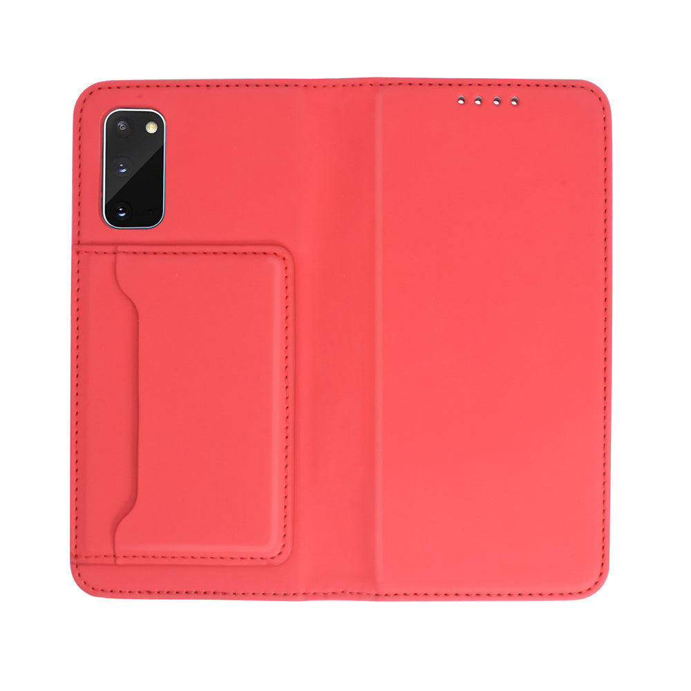 Liquid Silicone Touch Leather Wallet Stand Case for Samsung Galaxy S20 4G/S20 5G - Red