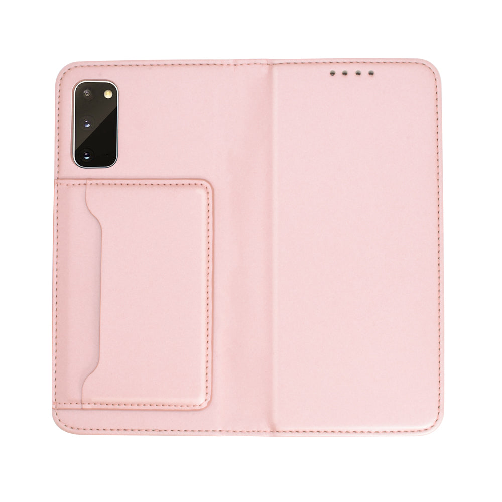 Liquid Silicone Touch Leather Wallet Stand Case for Samsung Galaxy S20 4G/S20 5G - Rose Gold