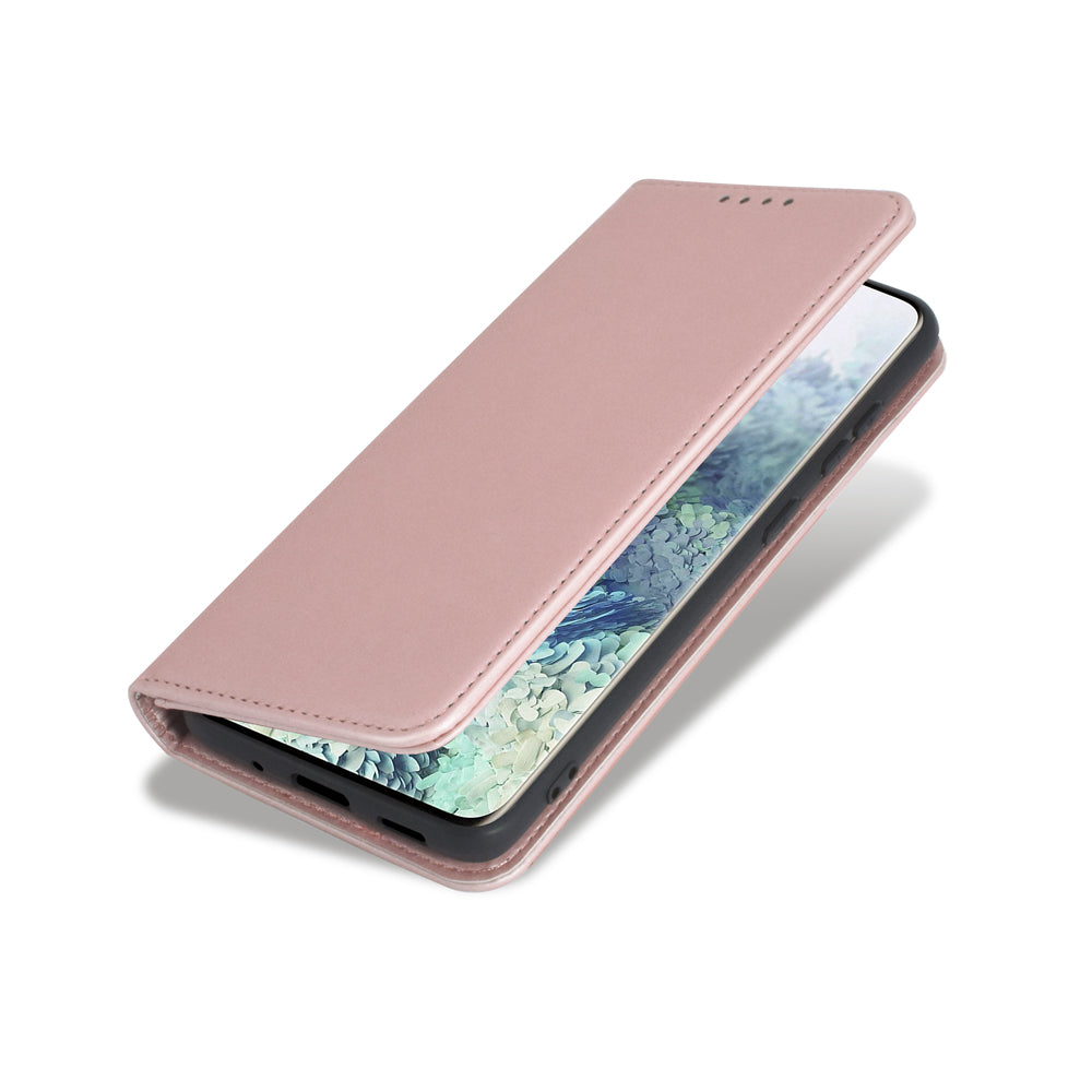 Liquid Silicone Touch Leather Wallet Stand Case for Samsung Galaxy S20 4G/S20 5G - Rose Gold