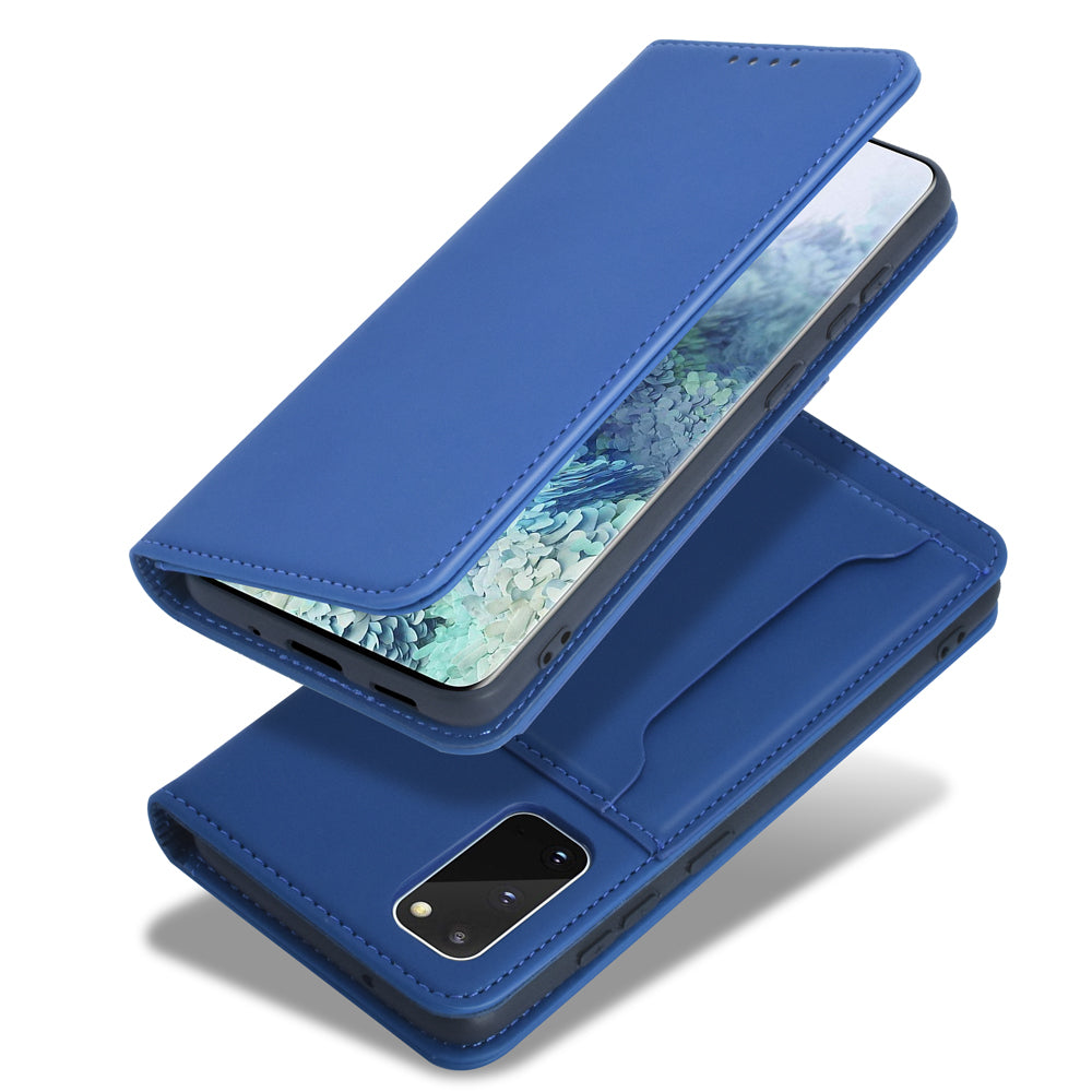 Liquid Silicone Touch Leather Wallet Stand Case for Samsung Galaxy S20 4G/S20 5G - Blue