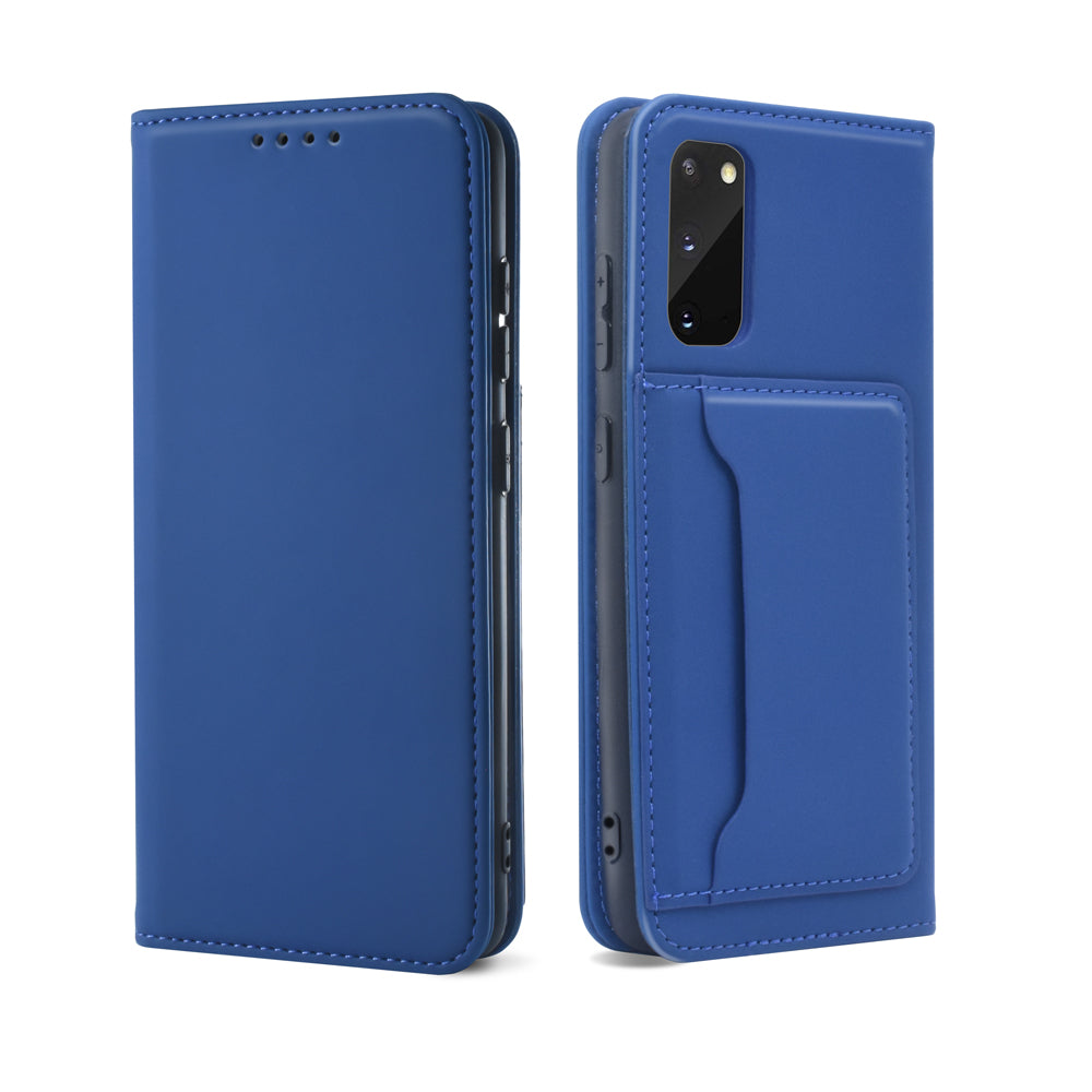 Liquid Silicone Touch Leather Wallet Stand Case for Samsung Galaxy S20 4G/S20 5G - Blue