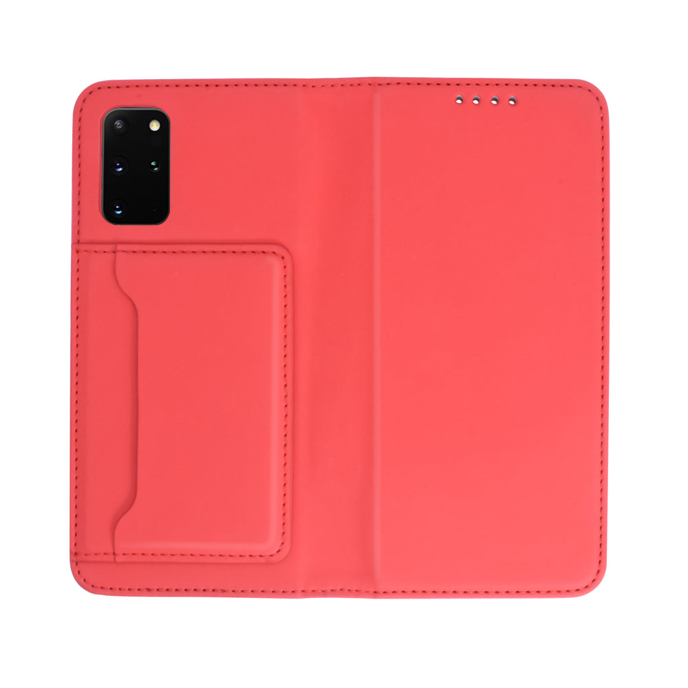 Liquid Silicone Touch Leather Wallet Stand Case for Samsung Galaxy S20 Plus - Red