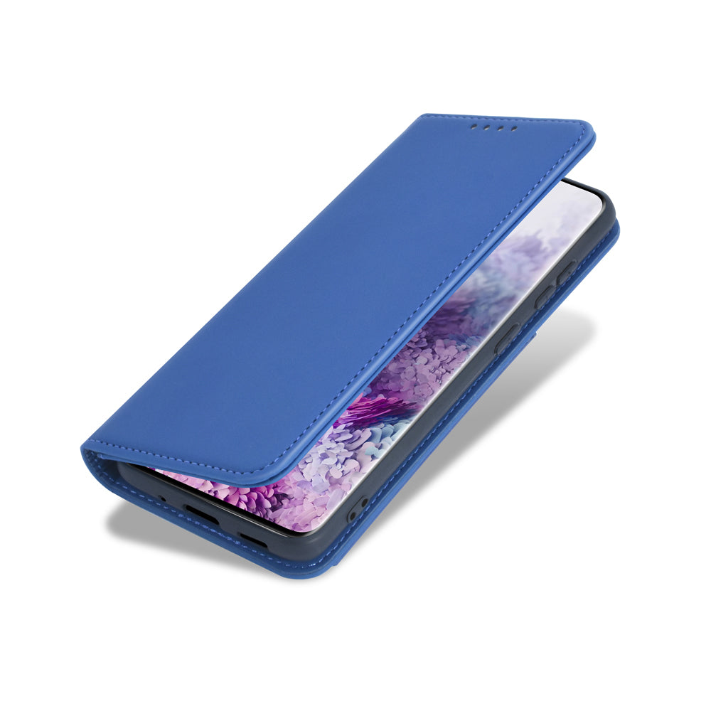 Liquid Silicone Touch Leather Wallet Stand Case for Samsung Galaxy S20 Plus - Blue