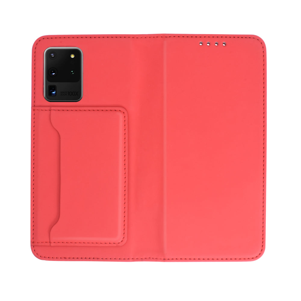 Liquid Silicone Touch Leather Wallet Case for Samsung Galaxy S20 Ultra - Red