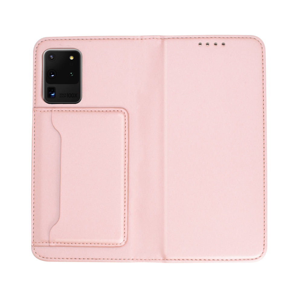 Liquid Silicone Touch Leather Wallet Case for Samsung Galaxy S20 Ultra - Rose Gold