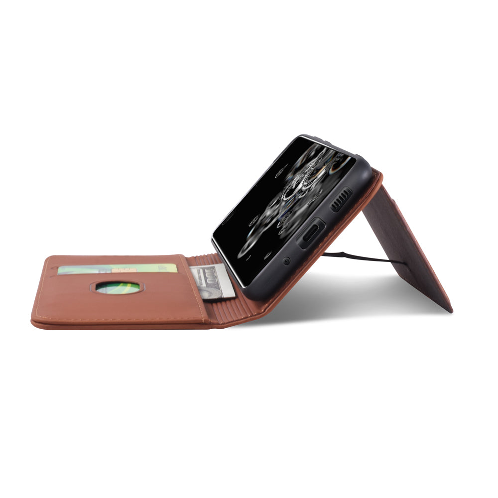 Liquid Silicone Touch Leather Wallet Case for Samsung Galaxy S20 Ultra - Brown