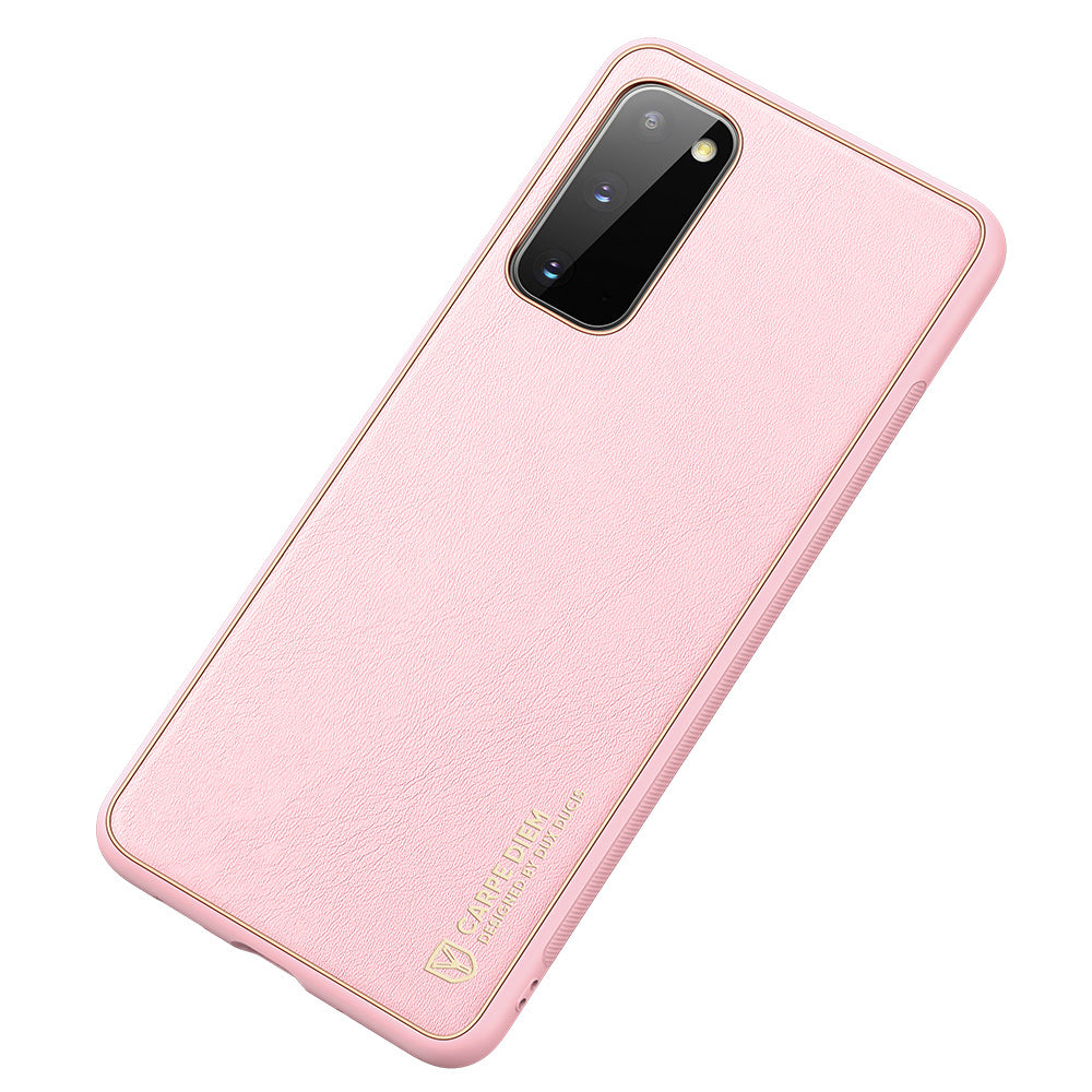 DUX DUCIS YOLO Series Electroplating PU Leather Coated TPU PC Shell for Samsung Galaxy S20 4G/S20 5G - Pink