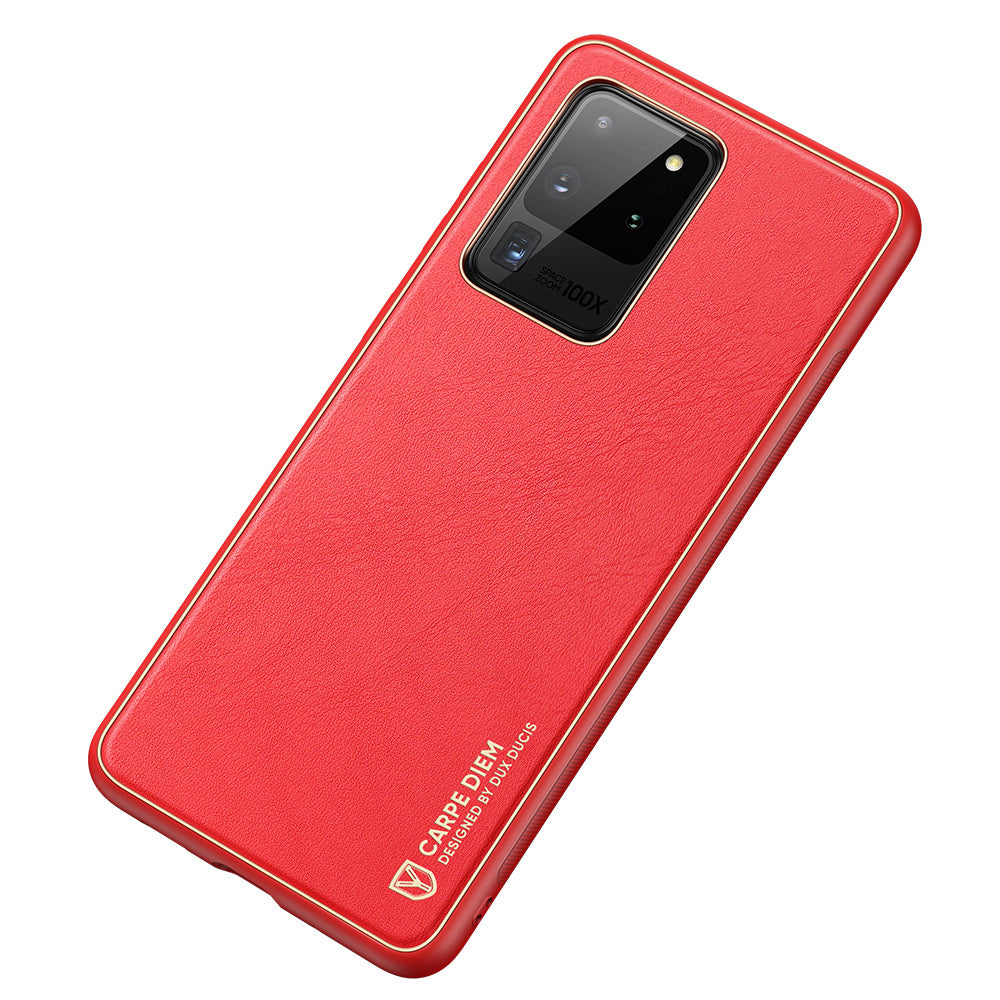 DUX DUCIS YOLO Series Electroplating PU Leather+TPU+PC Cover for Samsung Galaxy S20 Ultra - Red