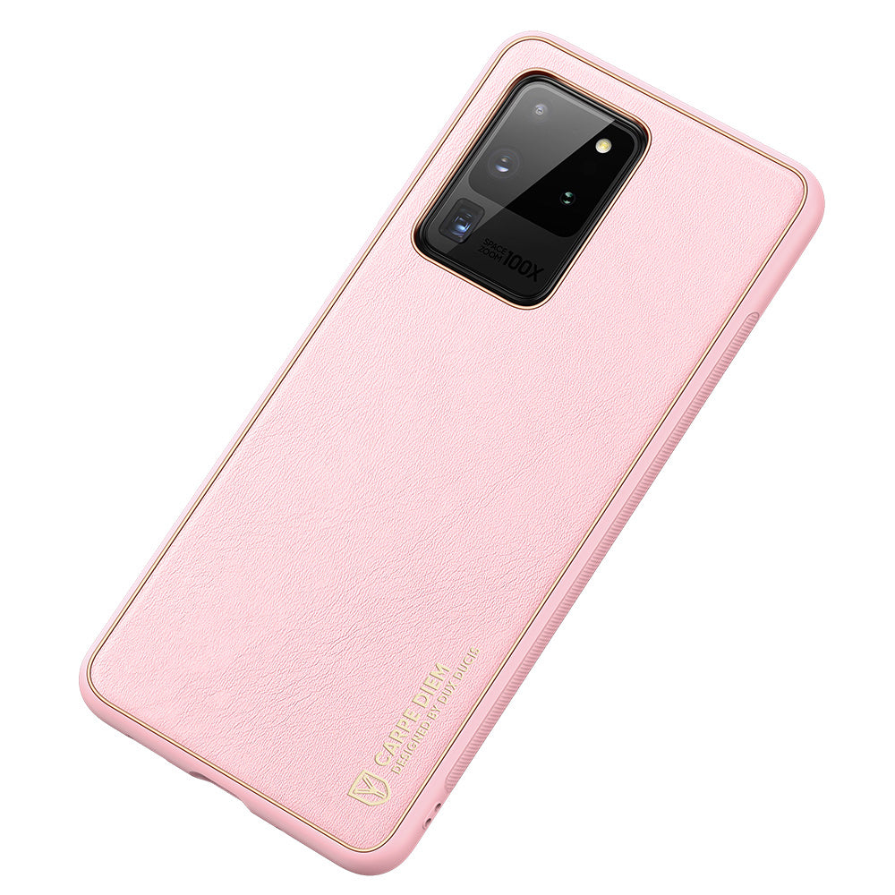 DUX DUCIS YOLO Series Electroplating PU Leather+TPU+PC Cover for Samsung Galaxy S20 Ultra - Pink