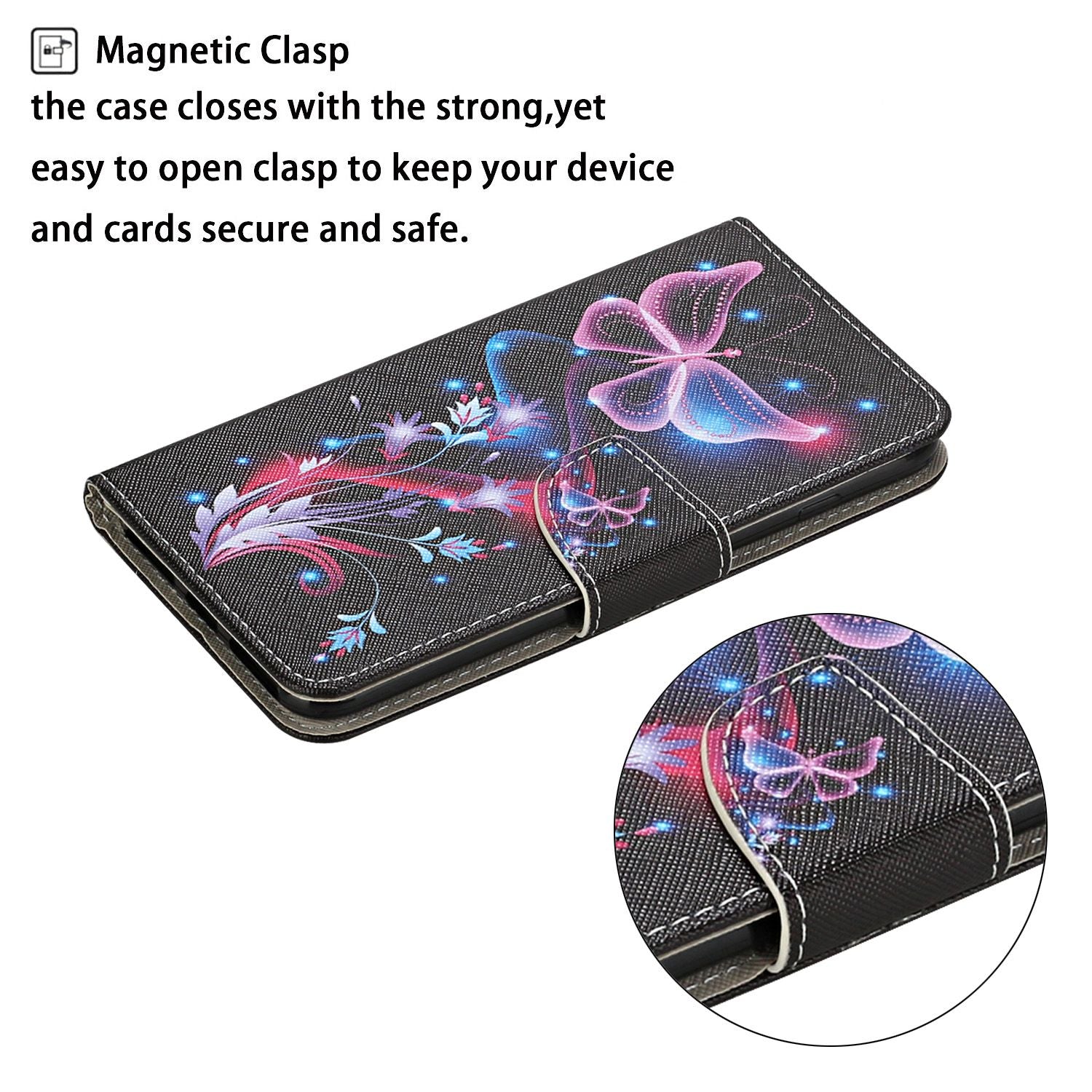 Leather Stand Cover Wallet Pattern Printing Phone Case for Samsung Galaxy S20 Ultra - Luminous Butterfly