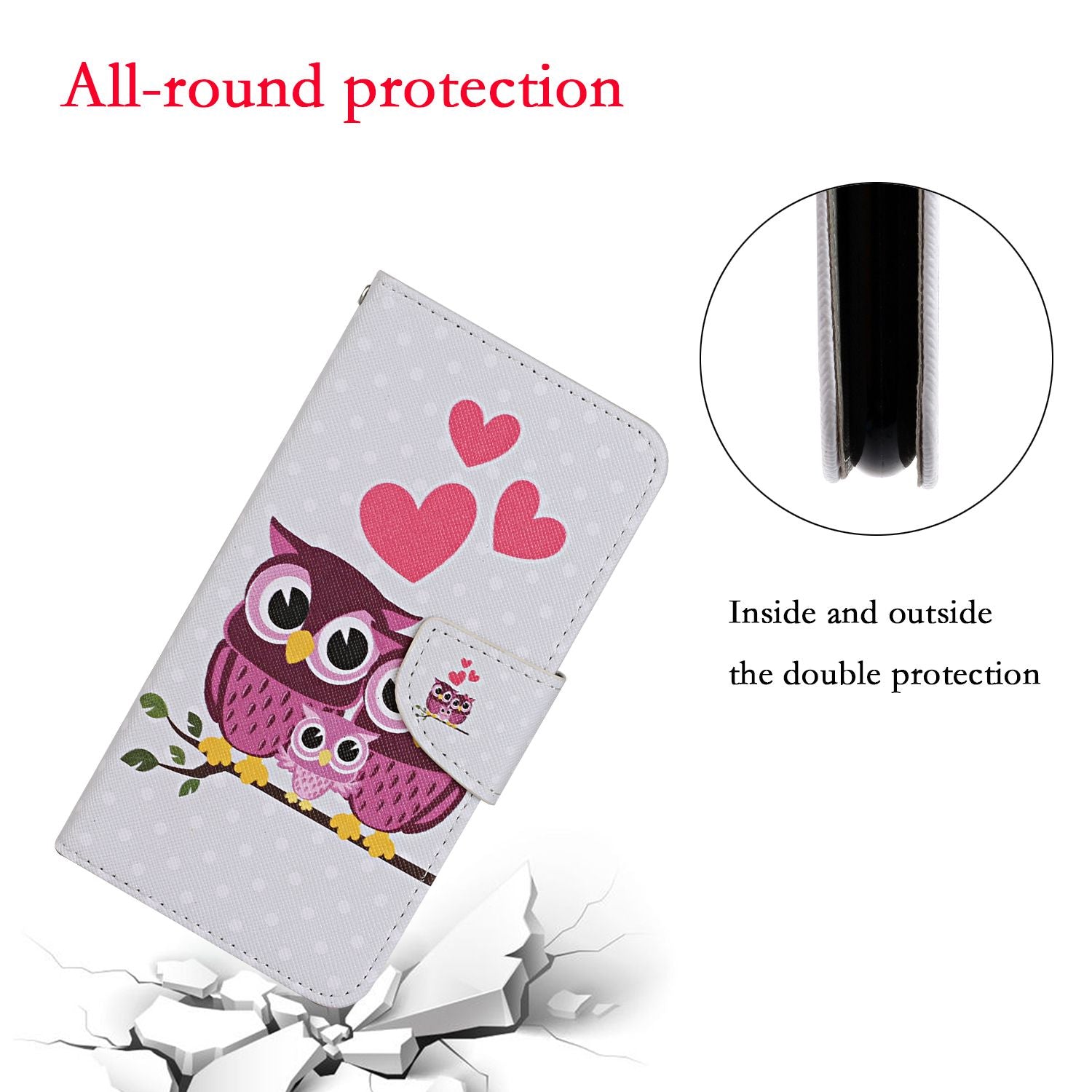 Leather Stand Cover Wallet Pattern Printing Phone Case for Samsung Galaxy S20 Ultra - Owl Family