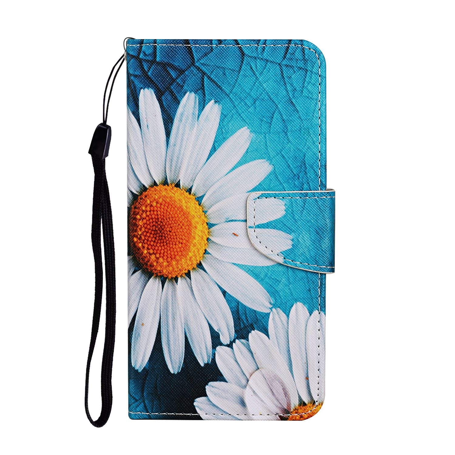 Leather Stand Cover Wallet Pattern Printing Phone Case for Samsung Galaxy S20 Ultra - Daisy Flower