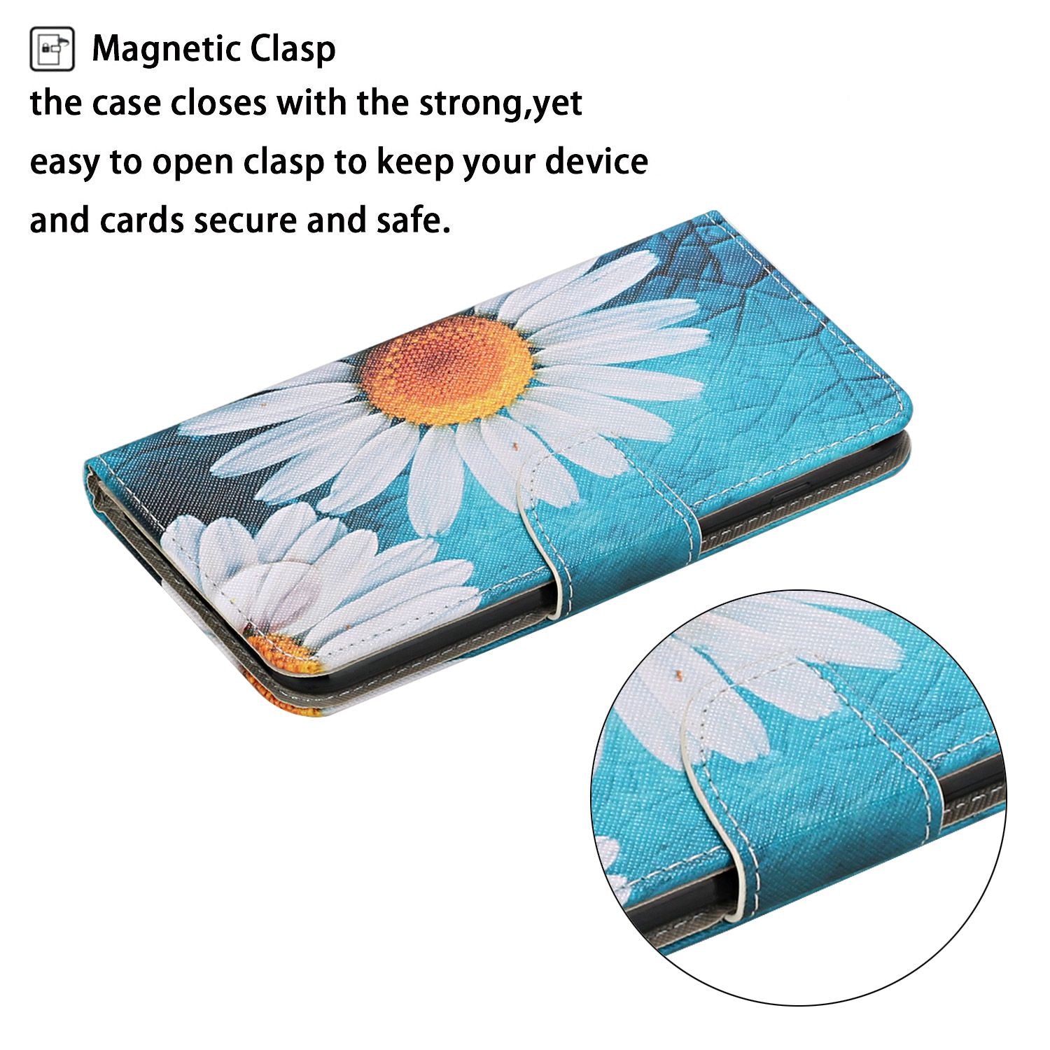 Leather Stand Cover Wallet Pattern Printing Phone Case for Samsung Galaxy S20 Ultra - Daisy Flower