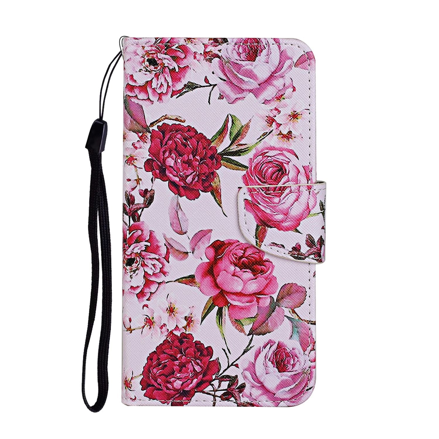 Leather Stand Cover Wallet Pattern Printing Phone Case for Samsung Galaxy S20 Ultra - Flowers