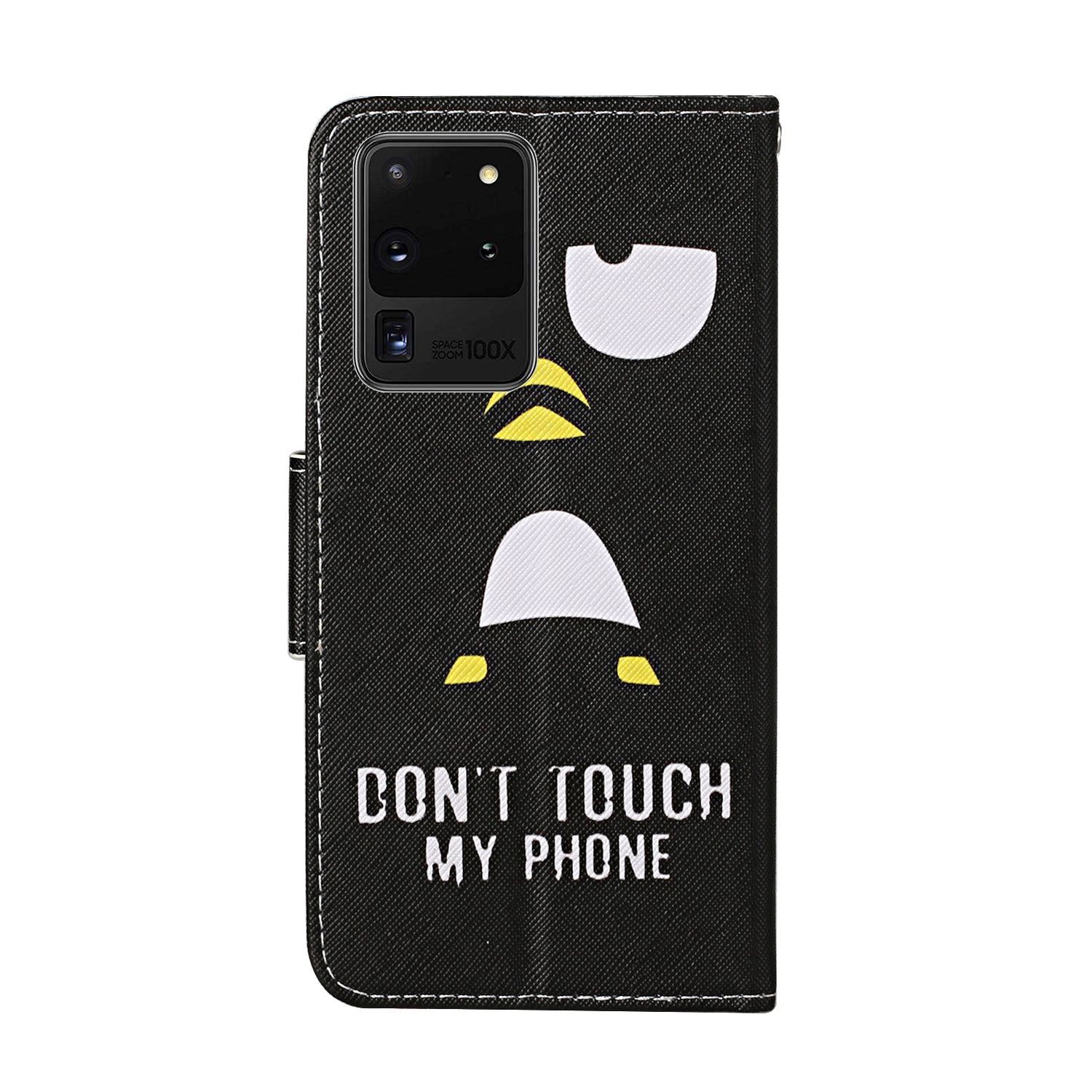 Leather Stand Cover Wallet Pattern Printing Phone Case for Samsung Galaxy S20 Ultra - Don't Touch My Phone