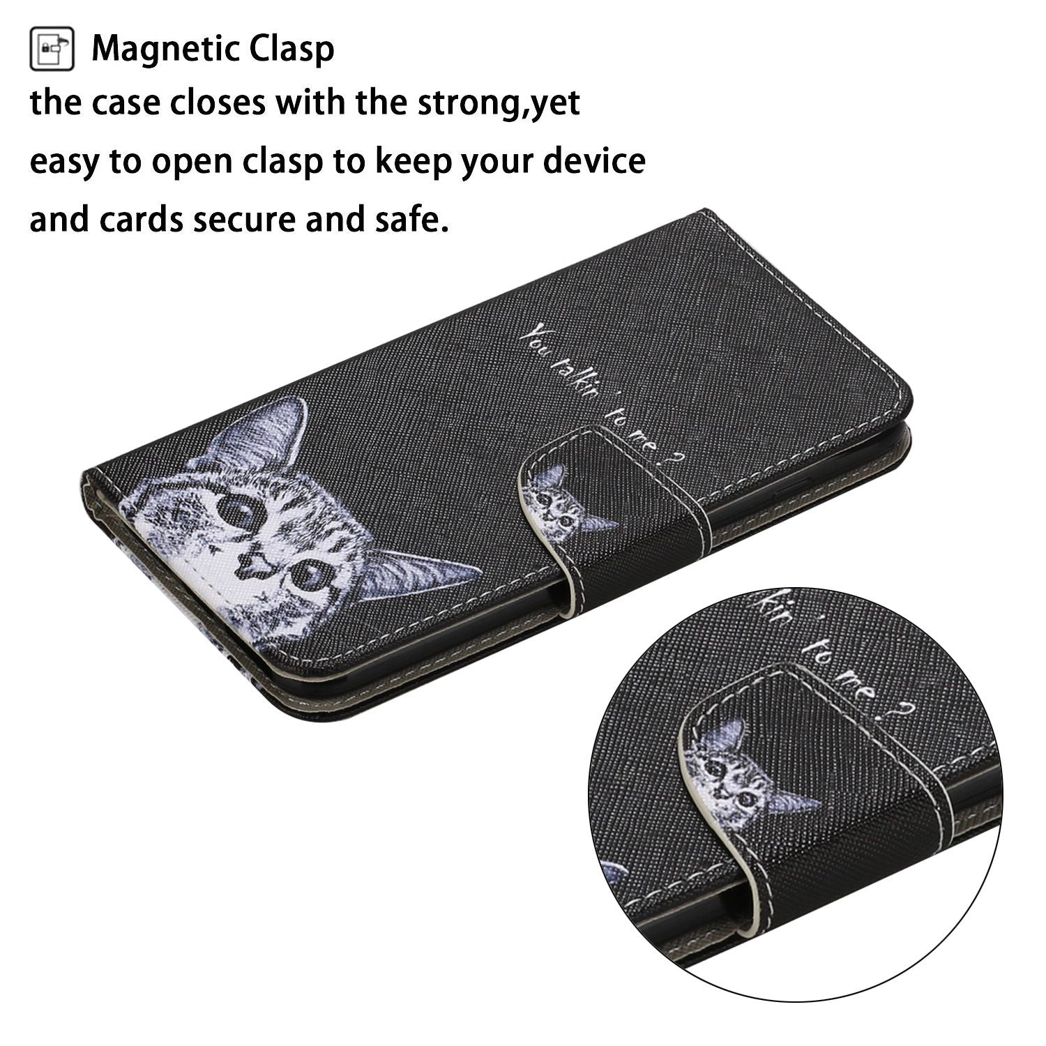 Leather Stand Cover Wallet Pattern Printing Phone Case for Samsung Galaxy S20 Ultra - Cat and Letters