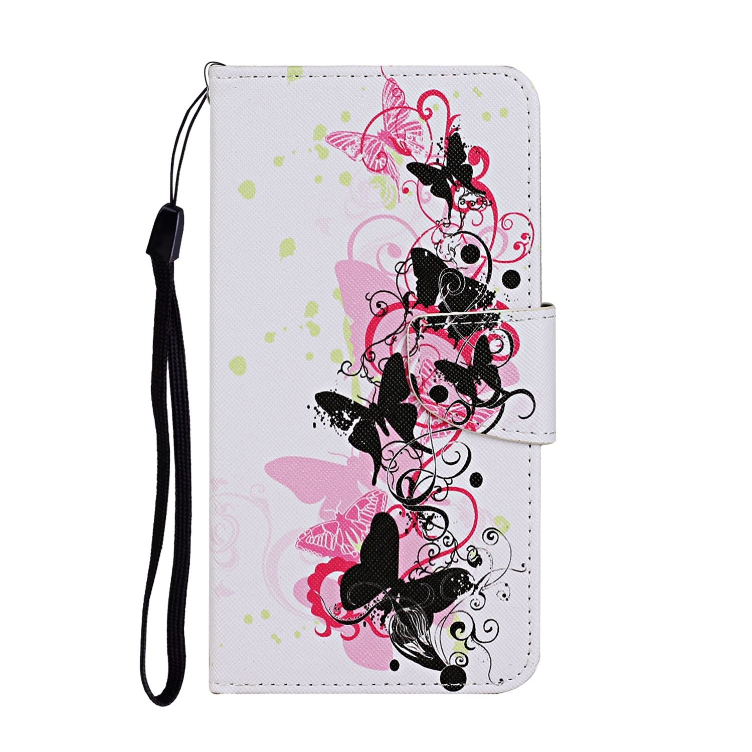 Leather Stand Cover Wallet Pattern Printing Phone Case for Samsung Galaxy S20 Ultra - Butterflies