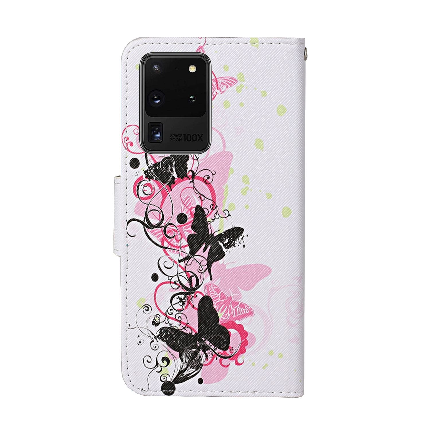 Leather Stand Cover Wallet Pattern Printing Phone Case for Samsung Galaxy S20 Ultra - Butterflies