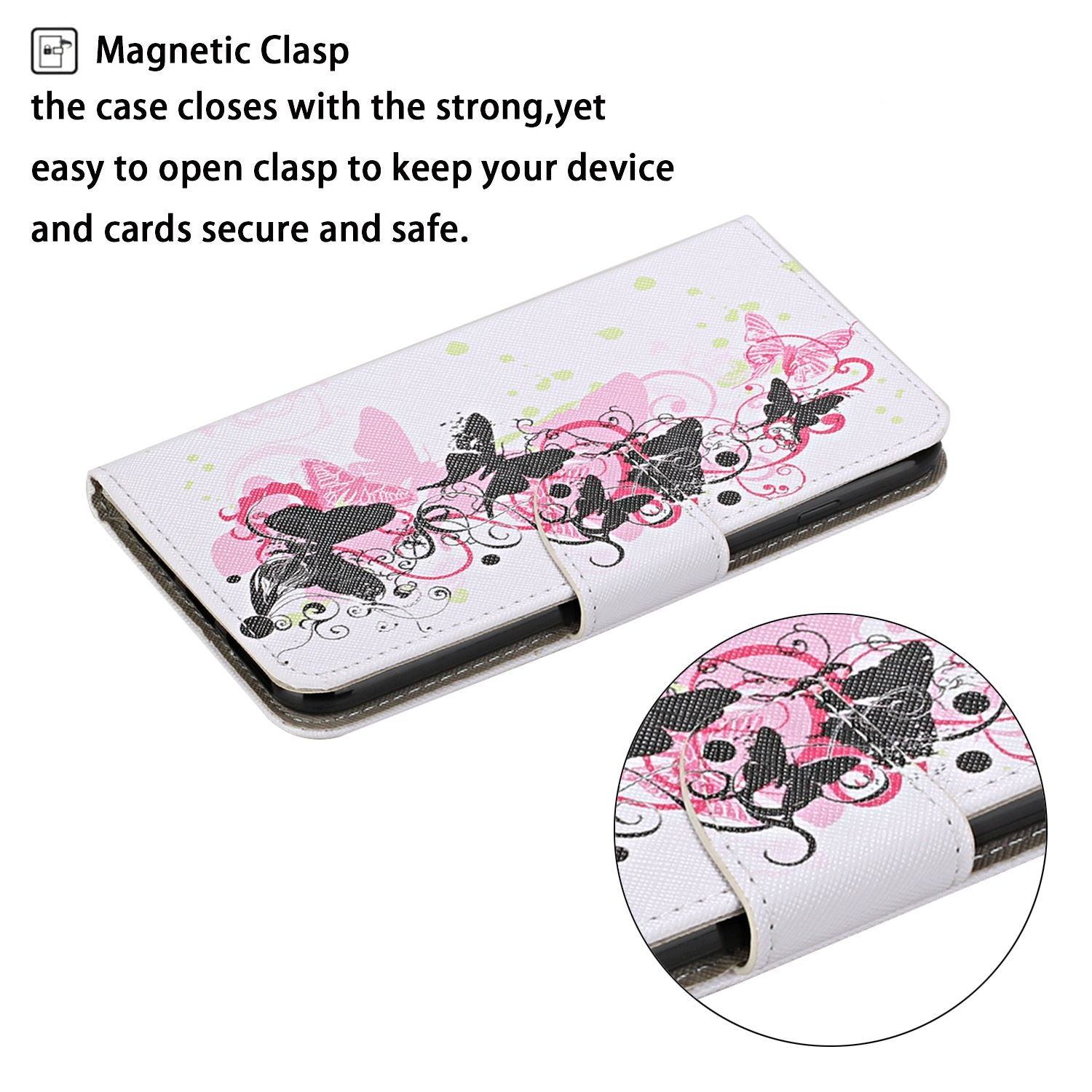 Leather Stand Cover Wallet Pattern Printing Phone Case for Samsung Galaxy S20 Ultra - Butterflies