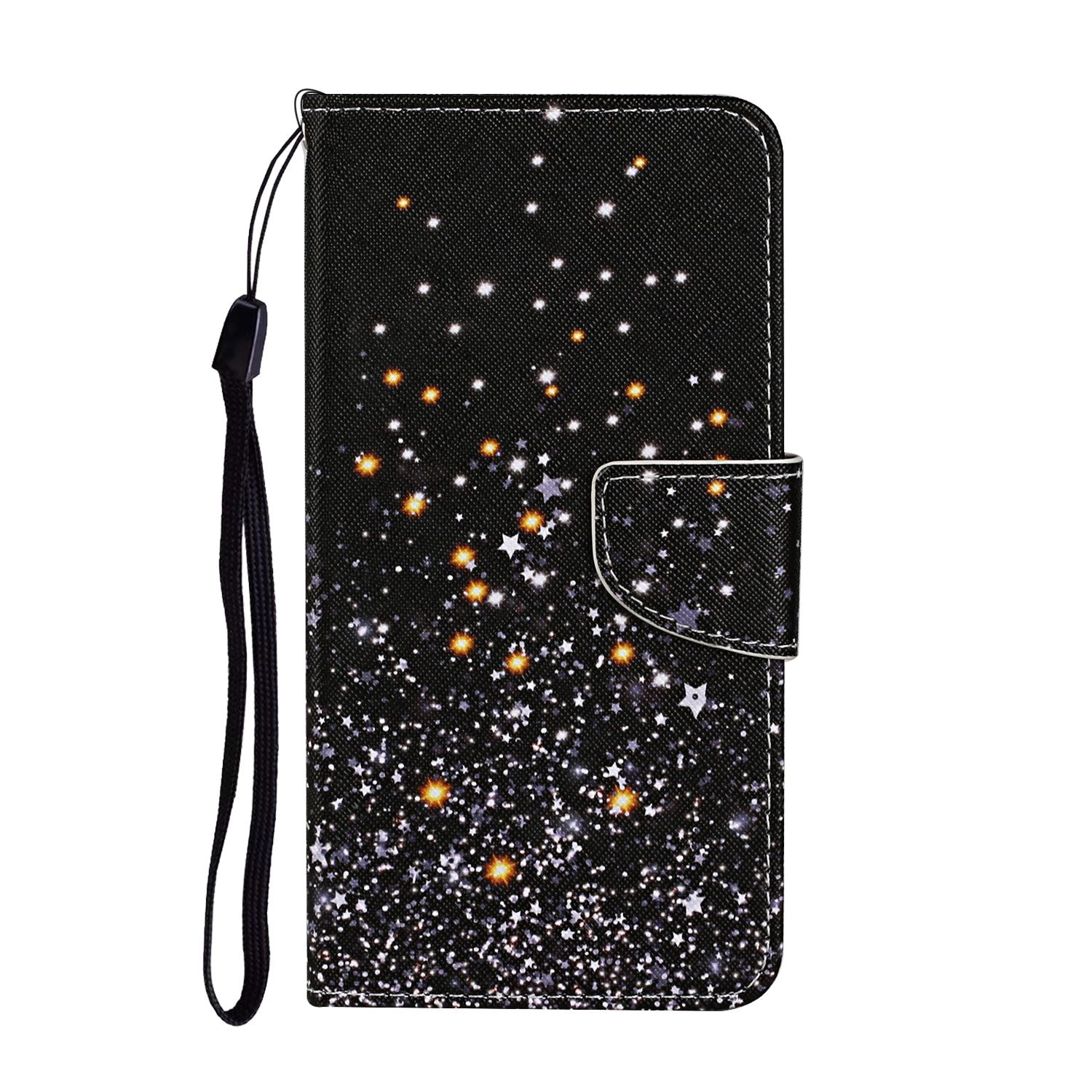 Leather Stand Cover Wallet Pattern Printing Phone Case for Samsung Galaxy S20 Ultra - Glittery Element