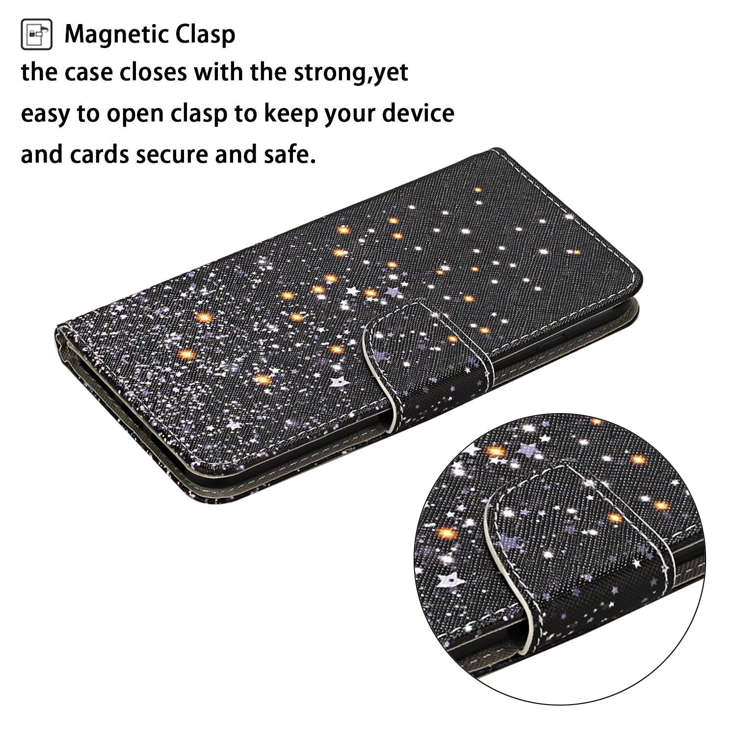 Leather Stand Cover Wallet Pattern Printing Phone Case for Samsung Galaxy S20 Ultra - Glittery Element