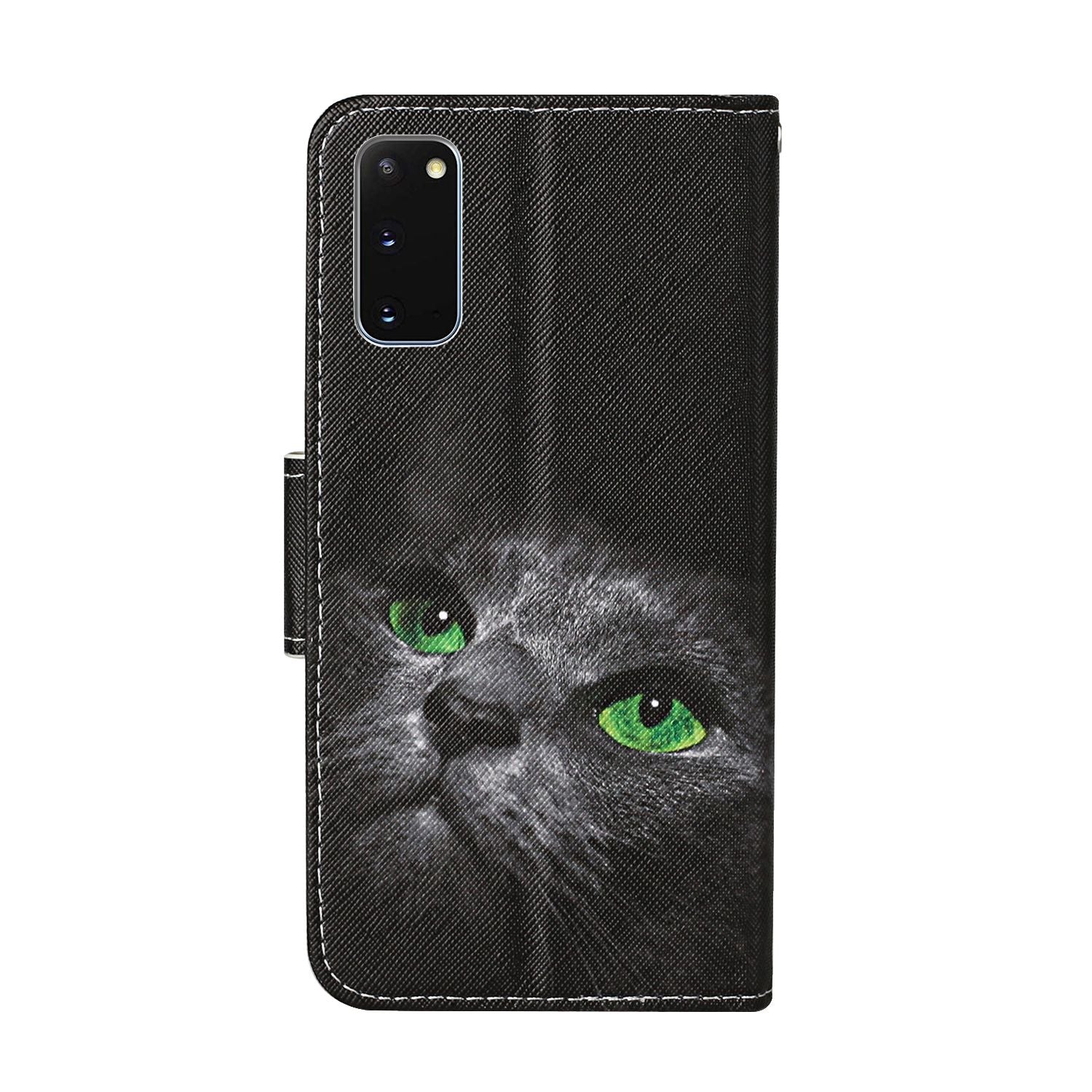 Stand Cover Wallet Pattern Printing Leather Case for Samsung Galaxy S20 4G/S20 5G - Black Cat