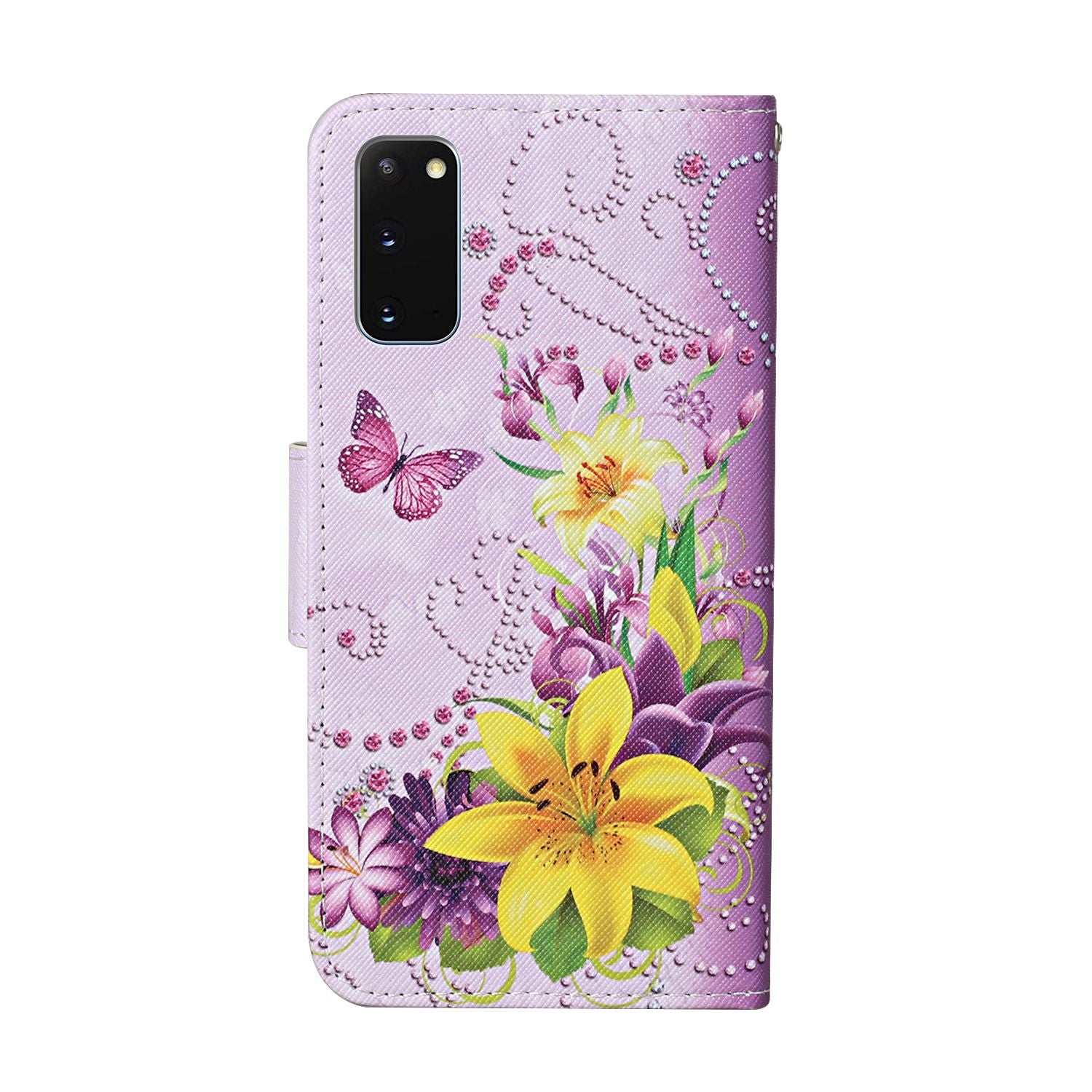 Stand Cover Wallet Pattern Printing Leather Case for Samsung Galaxy S20 4G/S20 5G - Yellow Flower