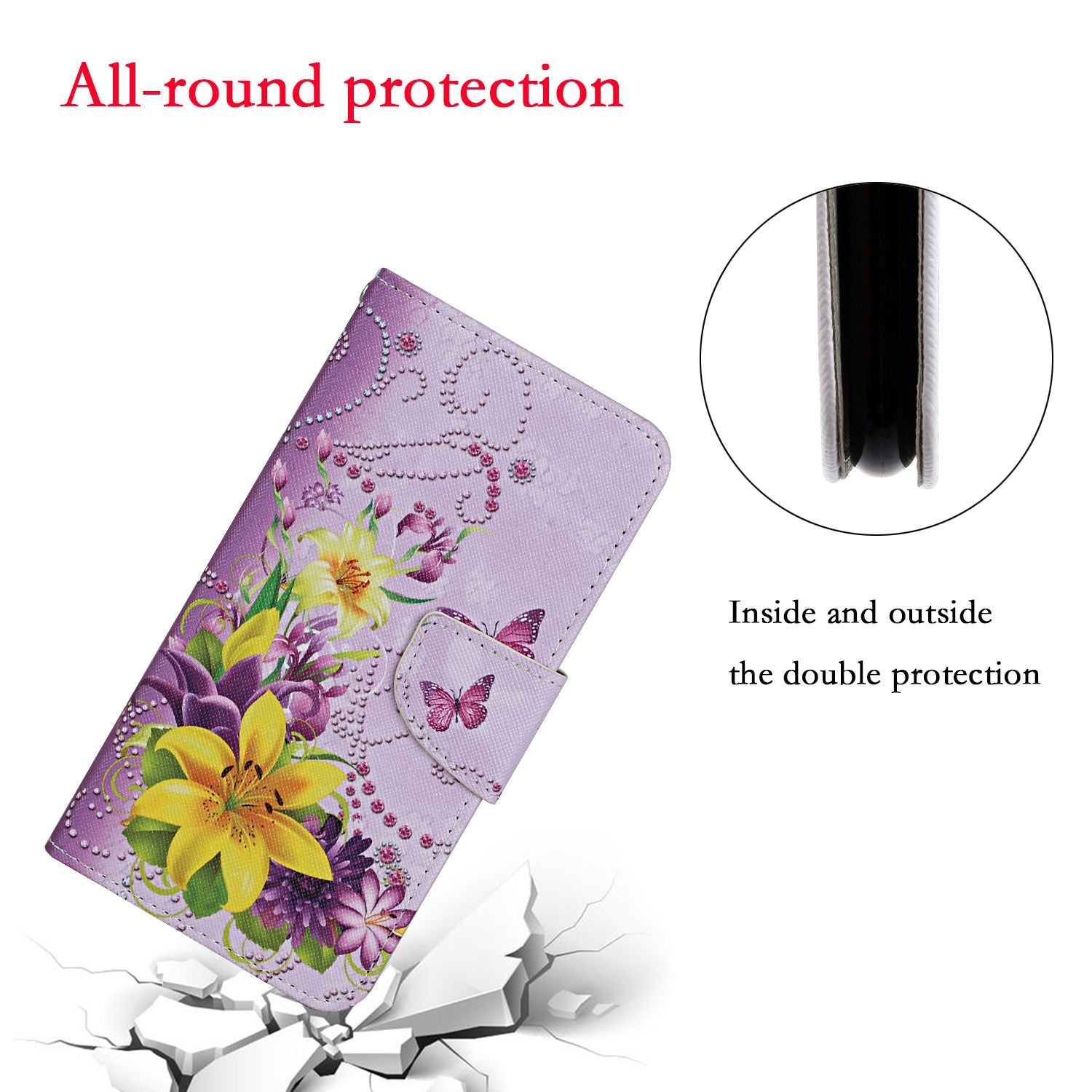 Stand Cover Wallet Pattern Printing Leather Case for Samsung Galaxy S20 4G/S20 5G - Yellow Flower