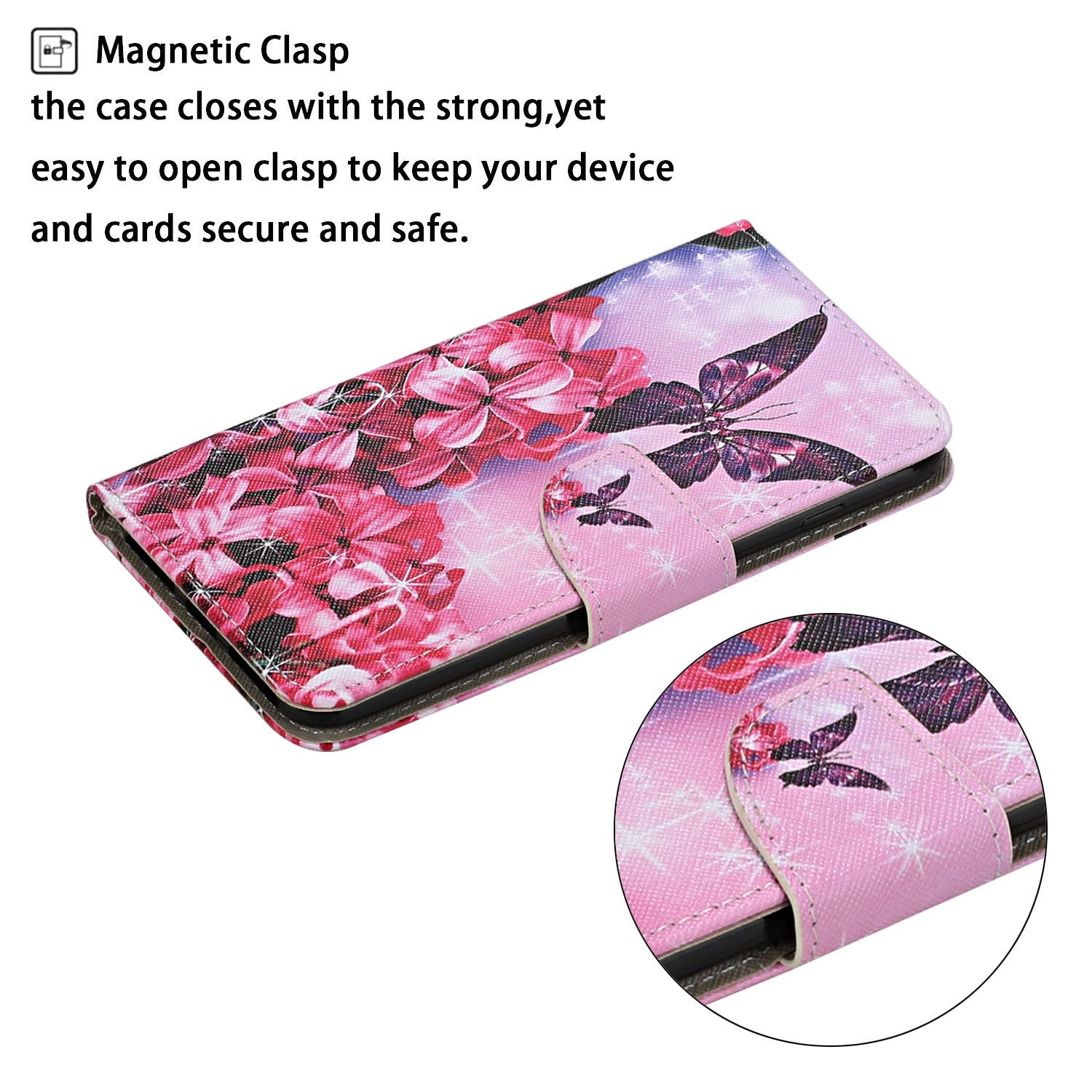 Stand Cover Wallet Pattern Printing Leather Case for Samsung Galaxy S20 4G/S20 5G - Red Flower and Butterfly