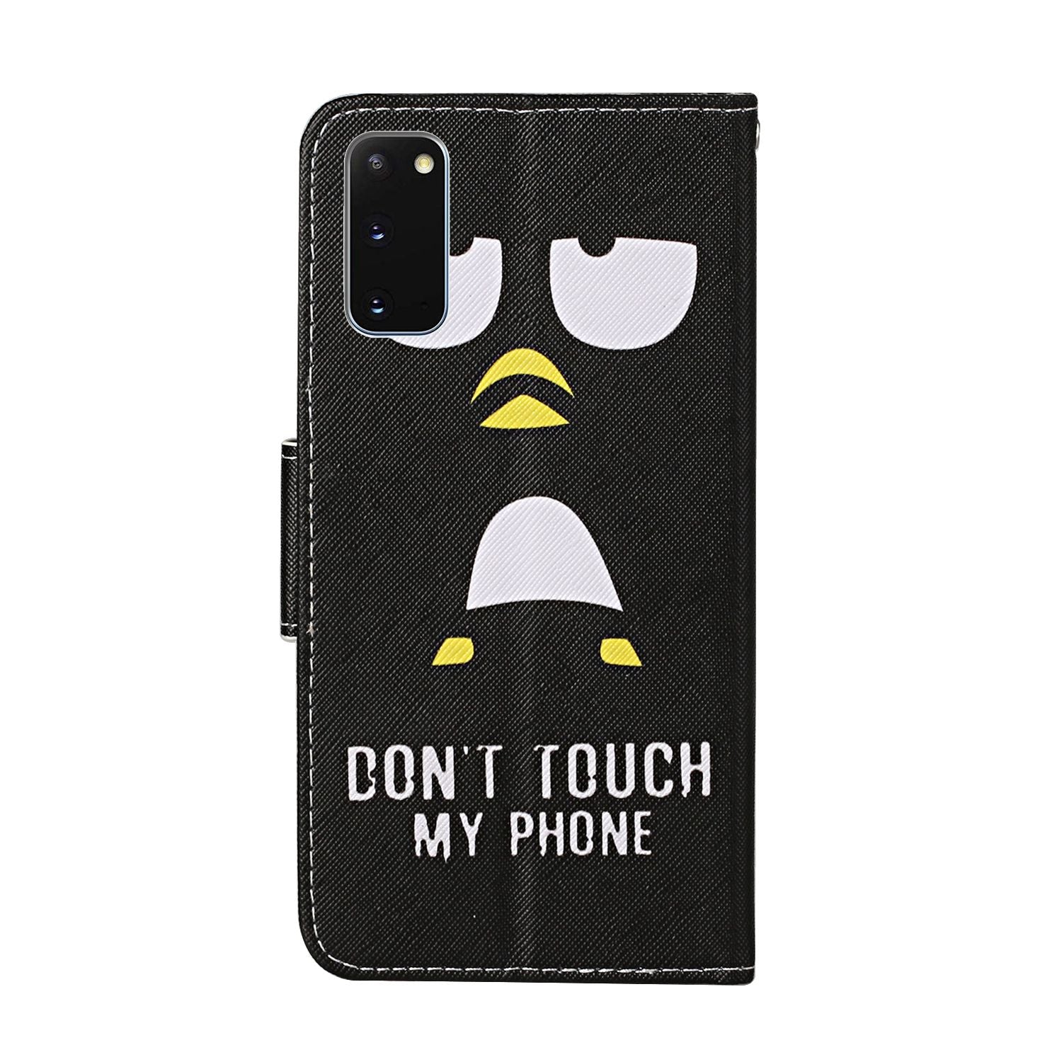 Stand Cover Wallet Pattern Printing Leather Case for Samsung Galaxy S20 4G/S20 5G - Don't Touch My Phone