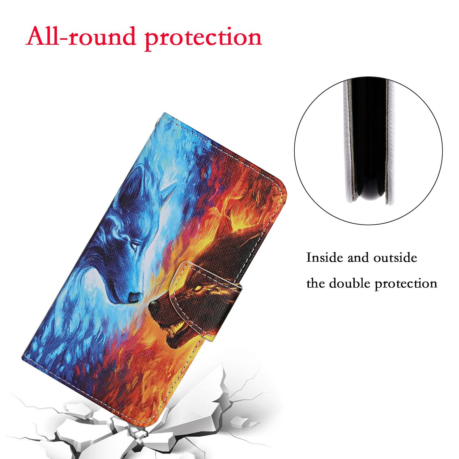 Stand Cover Wallet Pattern Printing Leather Case for Samsung Galaxy S20 4G/S20 5G - Wolf