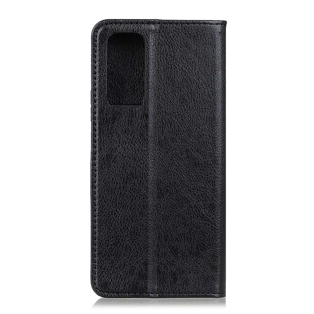 Auto-absorbed Litchi Texture Split Leather Wallet Case for Samsung Galaxy S20 FE 4G/5G/S20 Lite/S20 FE 2022 - Black