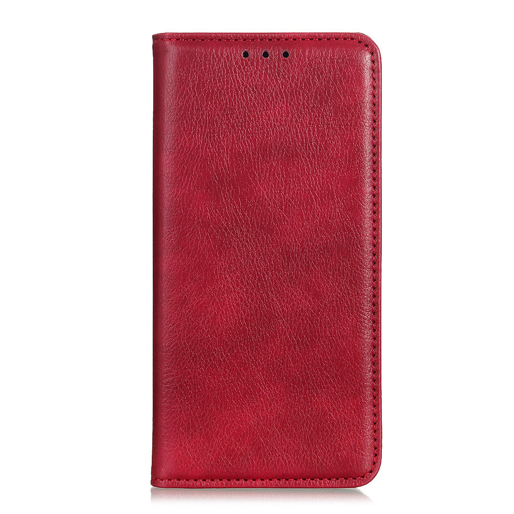 Auto-absorbed Litchi Texture Split Leather Wallet Case for Samsung Galaxy S20 FE 4G/5G/S20 Lite/S20 FE 2022 - Red