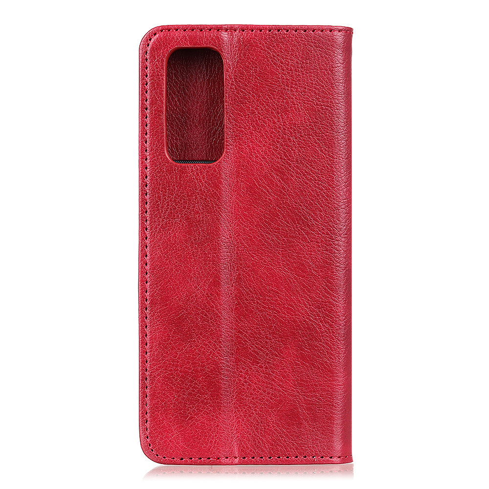 Auto-absorbed Litchi Texture Split Leather Wallet Case for Samsung Galaxy S20 FE 4G/5G/S20 Lite/S20 FE 2022 - Red