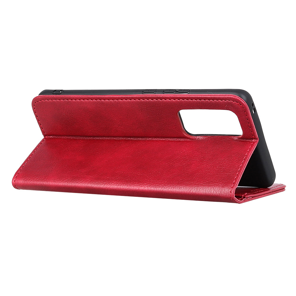 Auto-absorbed Litchi Texture Split Leather Wallet Case for Samsung Galaxy S20 FE 4G/5G/S20 Lite/S20 FE 2022 - Red