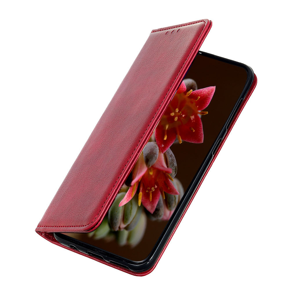 Auto-absorbed Litchi Texture Split Leather Wallet Case for Samsung Galaxy S20 FE 4G/5G/S20 Lite/S20 FE 2022 - Red