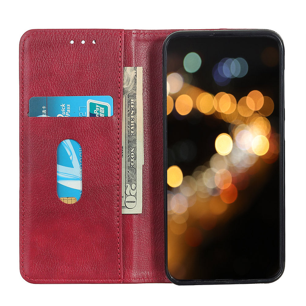 Auto-absorbed Litchi Texture Split Leather Wallet Case for Samsung Galaxy S20 FE 4G/5G/S20 Lite/S20 FE 2022 - Red