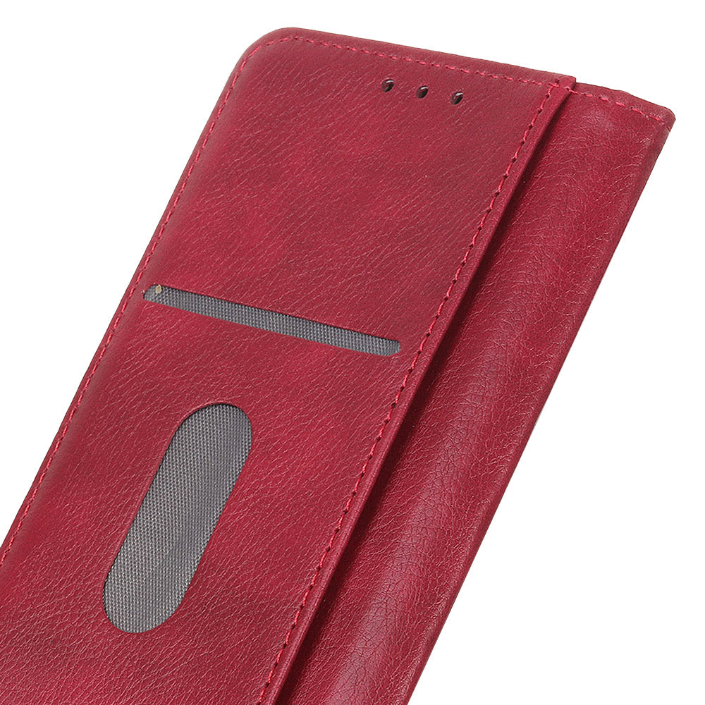 Auto-absorbed Litchi Texture Split Leather Wallet Case for Samsung Galaxy S20 FE 4G/5G/S20 Lite/S20 FE 2022 - Red