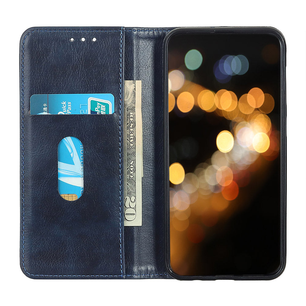 Auto-absorbed Litchi Texture Split Leather Wallet Case for Samsung Galaxy S20 FE 4G/5G/S20 Lite/S20 FE 2022 - Blue