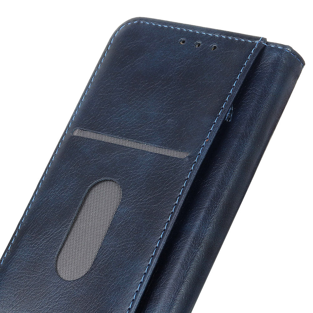 Auto-absorbed Litchi Texture Split Leather Wallet Case for Samsung Galaxy S20 FE 4G/5G/S20 Lite/S20 FE 2022 - Blue