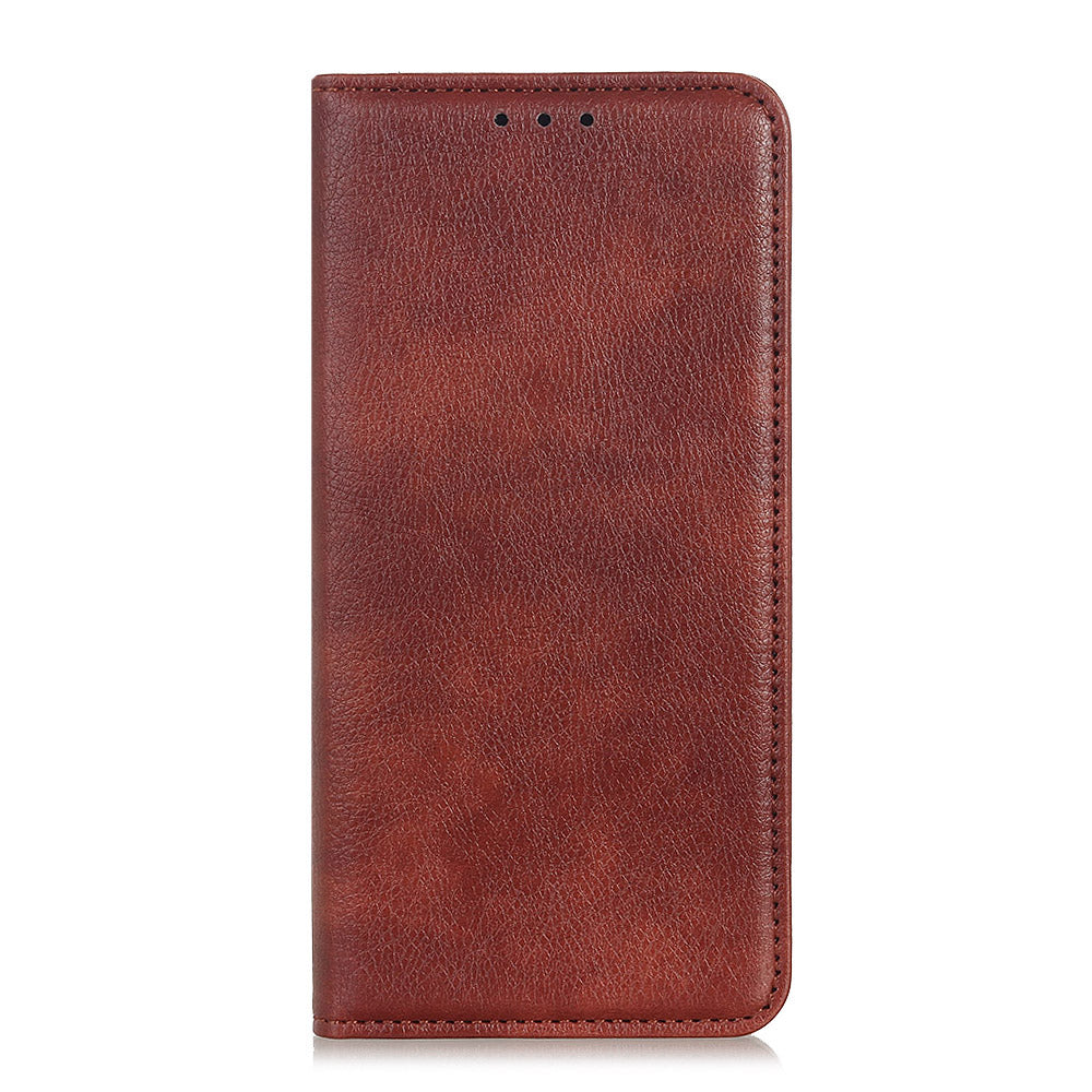 Auto-absorbed Litchi Texture Split Leather Wallet Case for Samsung Galaxy S20 FE 4G/5G/S20 Lite/S20 FE 2022 - Brown