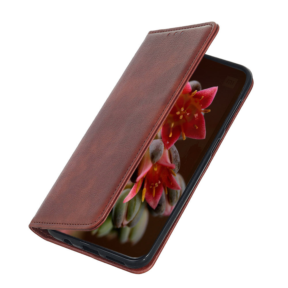 Auto-absorbed Litchi Texture Split Leather Wallet Case for Samsung Galaxy S20 FE 4G/5G/S20 Lite/S20 FE 2022 - Brown