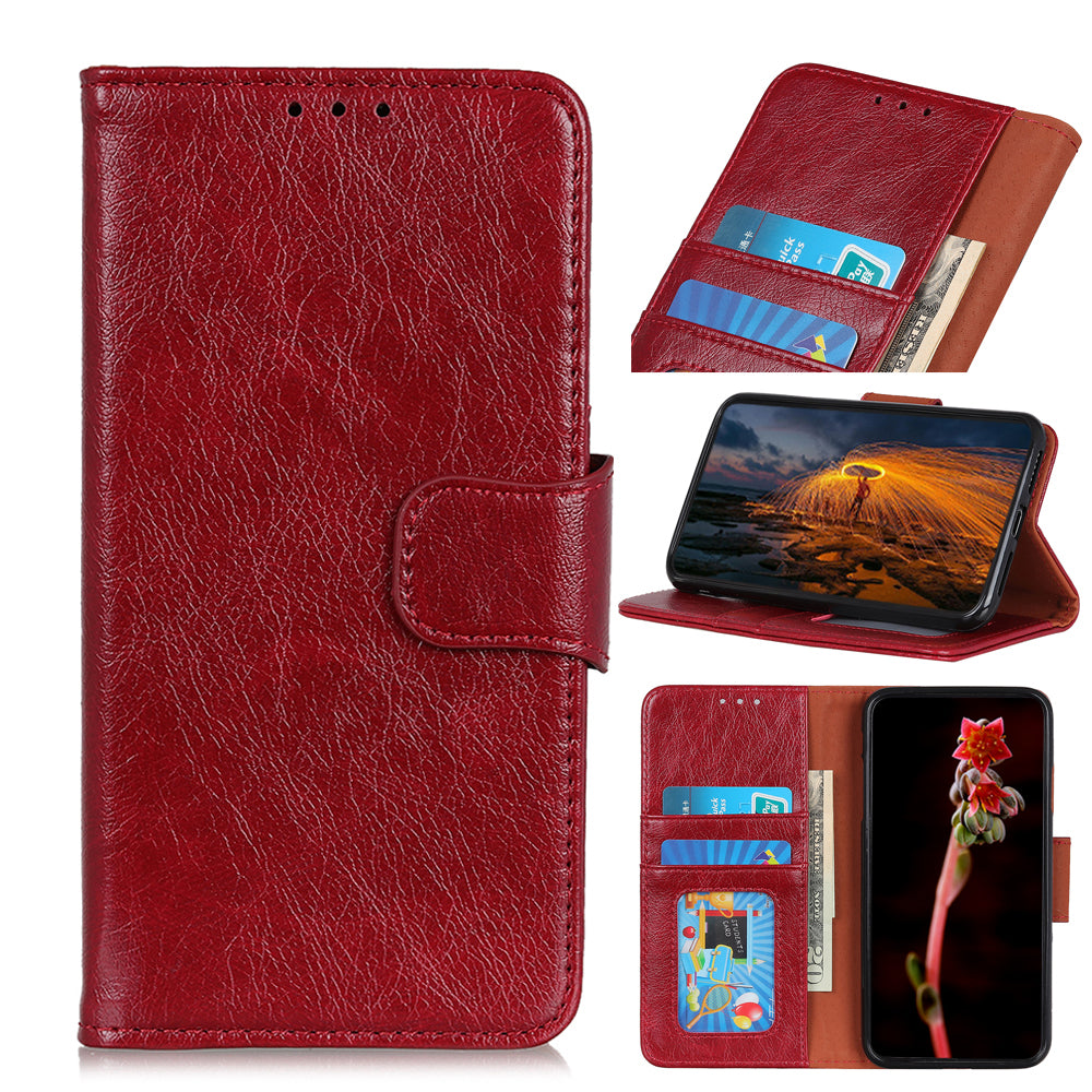 Nappa Texture Split Leather Wallet Case for Samsung Galaxy S20 FE 4G/5G/S20 Lite/S20 FE 2022 - Red