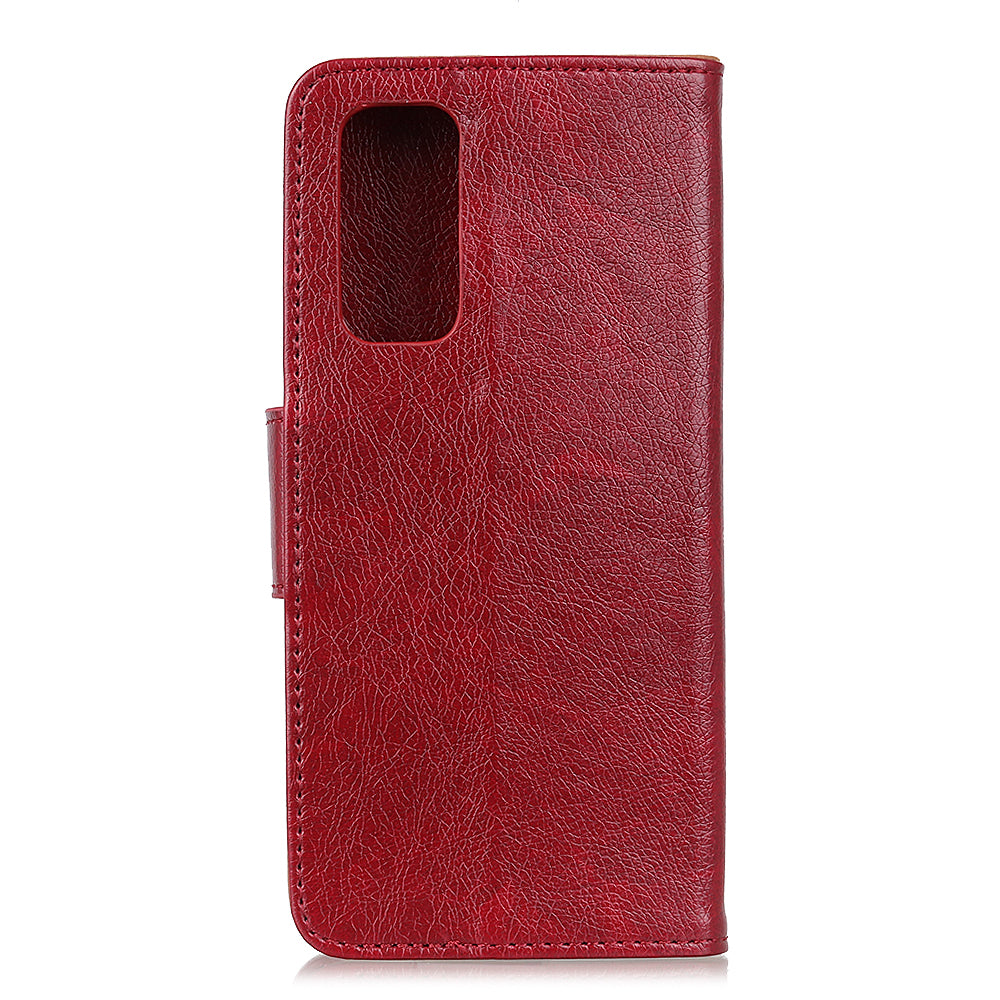 Nappa Texture Split Leather Wallet Case for Samsung Galaxy S20 FE 4G/5G/S20 Lite/S20 FE 2022 - Red