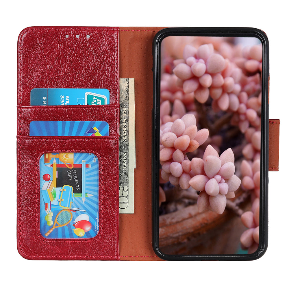 Nappa Texture Split Leather Wallet Case for Samsung Galaxy S20 FE 4G/5G/S20 Lite/S20 FE 2022 - Red