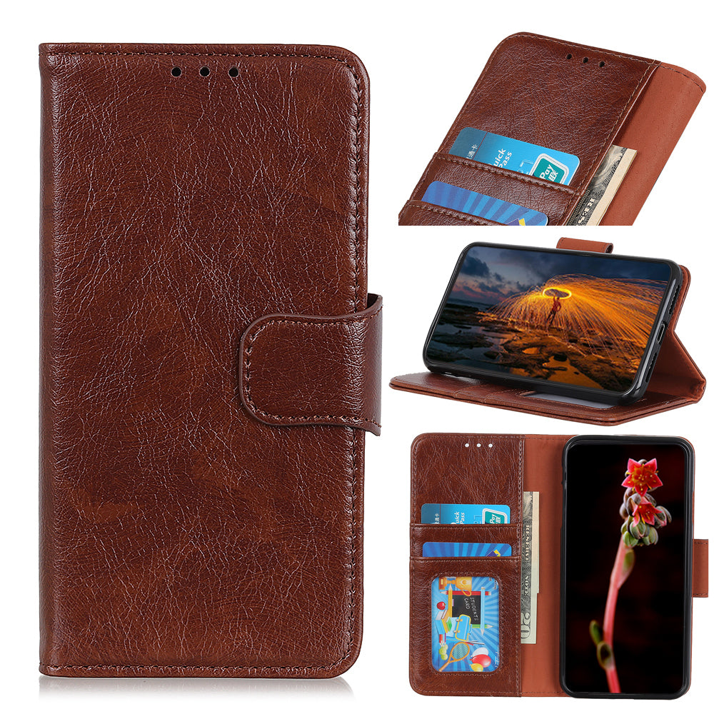 Nappa Texture Split Leather Wallet Case for Samsung Galaxy S20 FE 4G/5G/S20 Lite/S20 FE 2022 - Brown