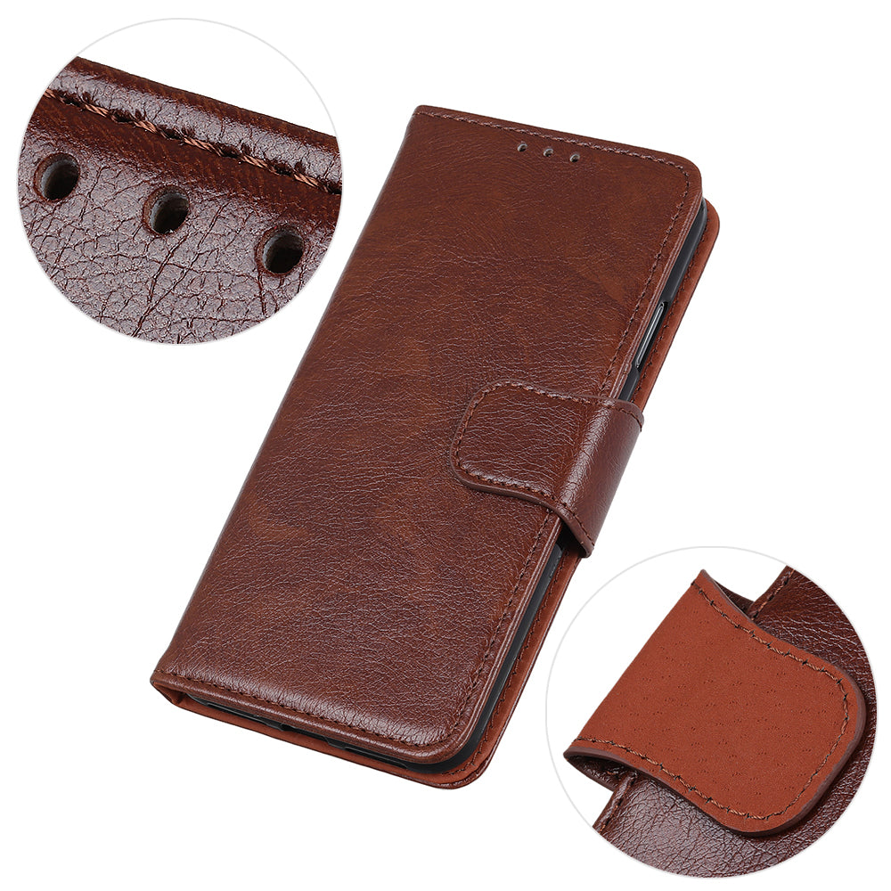 Nappa Texture Split Leather Wallet Case for Samsung Galaxy S20 FE 4G/5G/S20 Lite/S20 FE 2022 - Brown